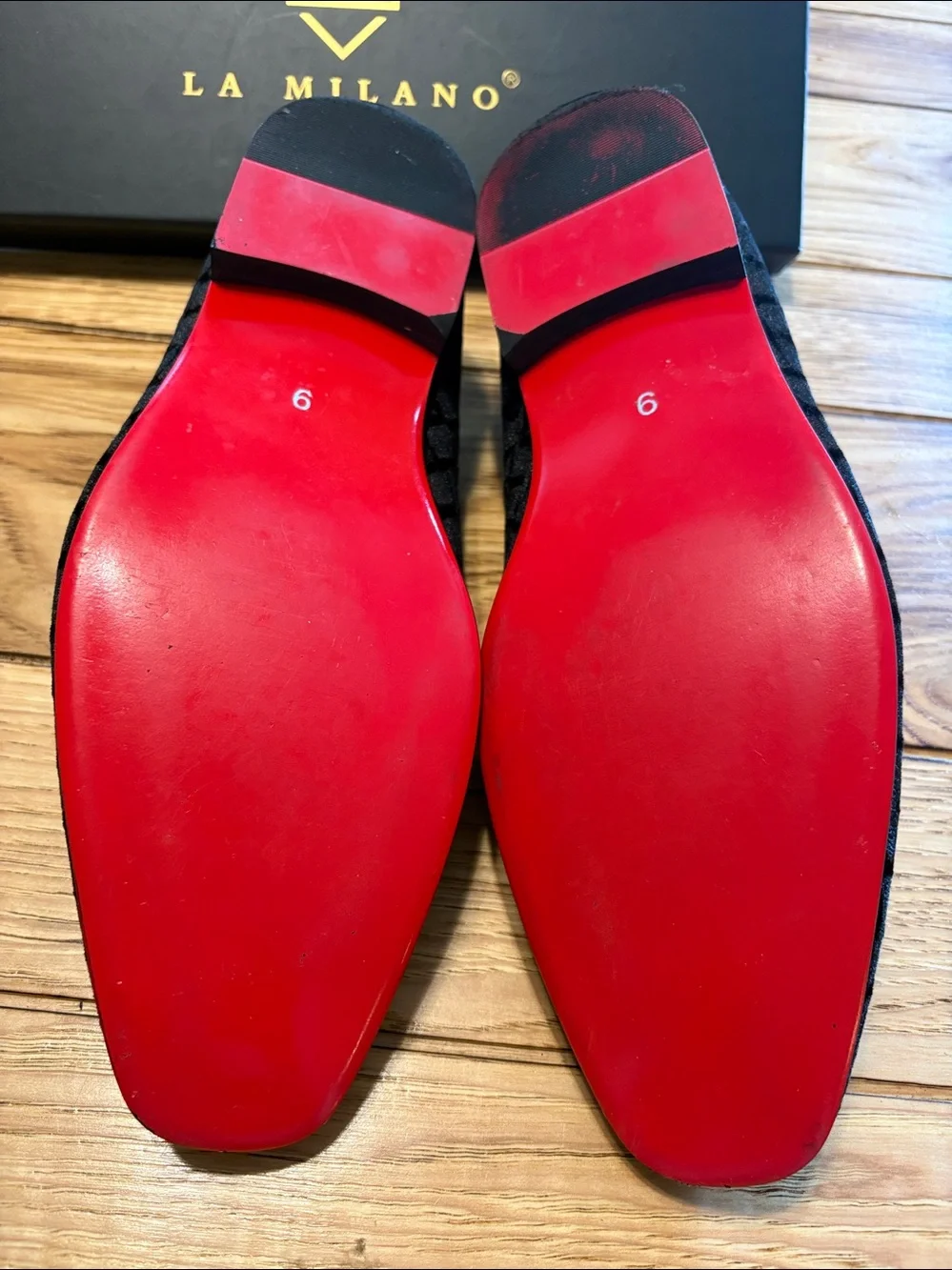 Milano Black Velvet Slip-On Loafers with Red Quilted Lining